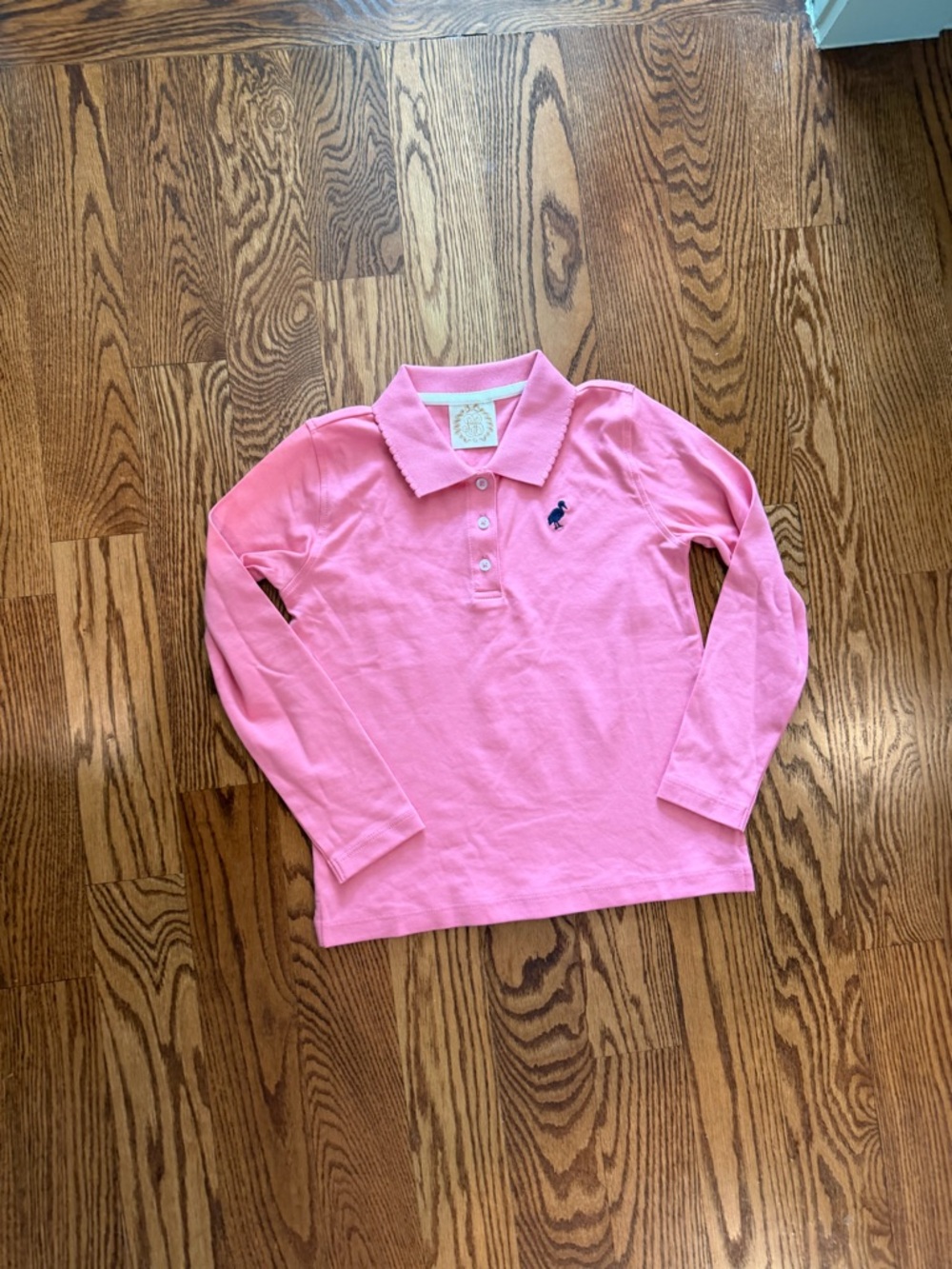 The Beaufort Bonnet Company Pink Long-Sleeve Polo with Navy Logo
